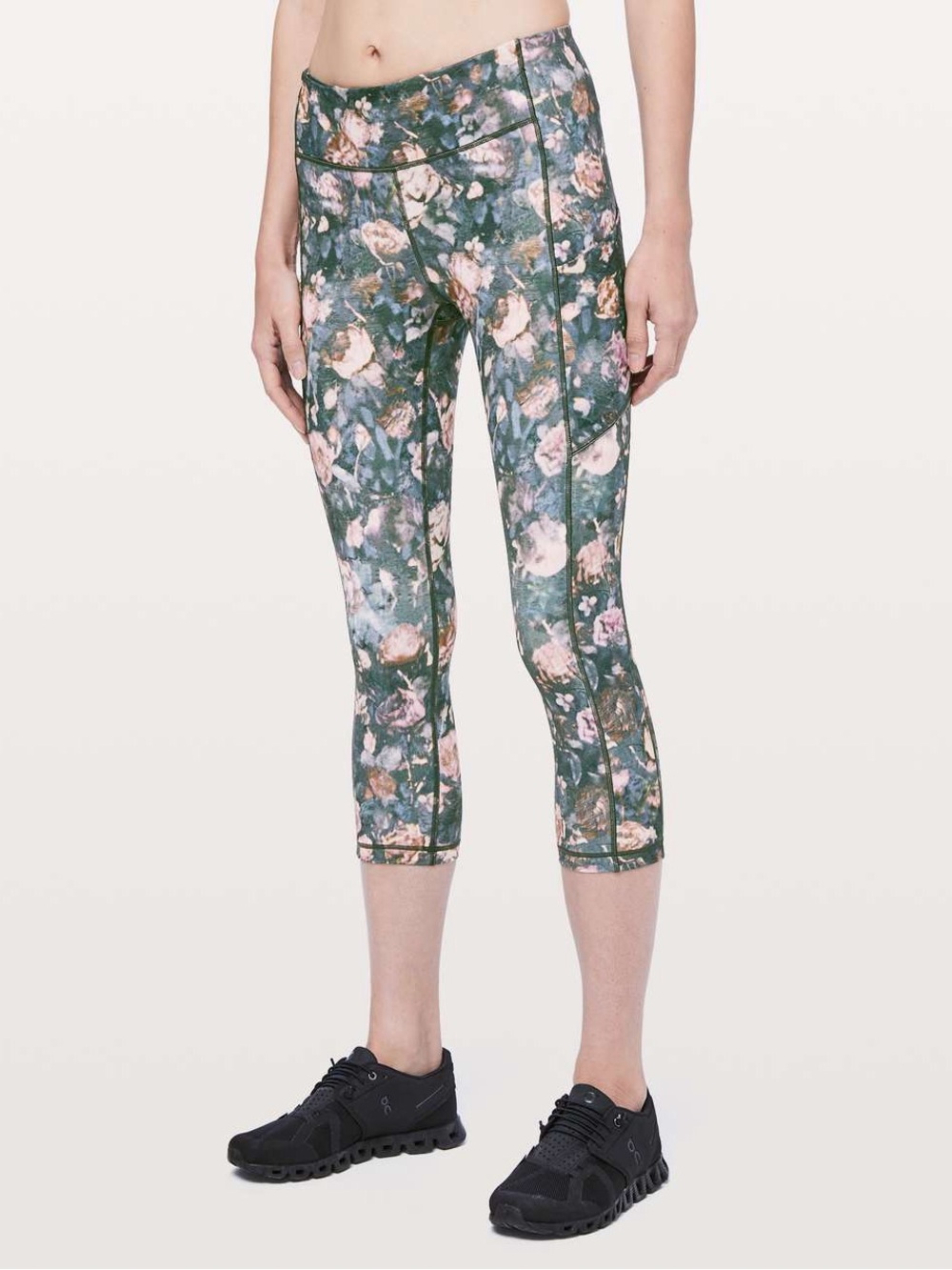 Lululemon Speed Up Crop Leggings 19” Floral Print Frosted Rose Size 8